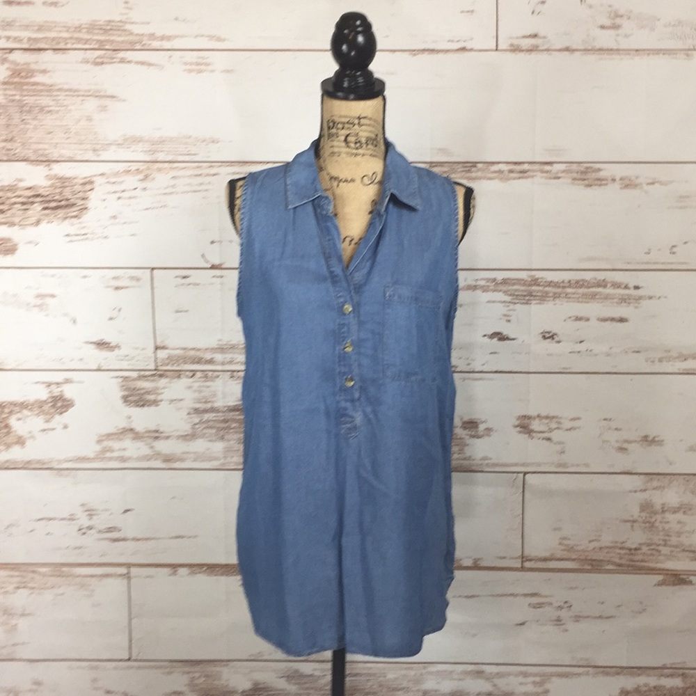 Sleeveless Chambray Top